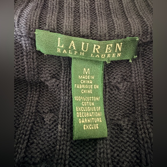 Lauren Ralph Lauren Navy Blue Cable Knit Full Zip LRL embroidered Sweater size M - Picture 5 of 11